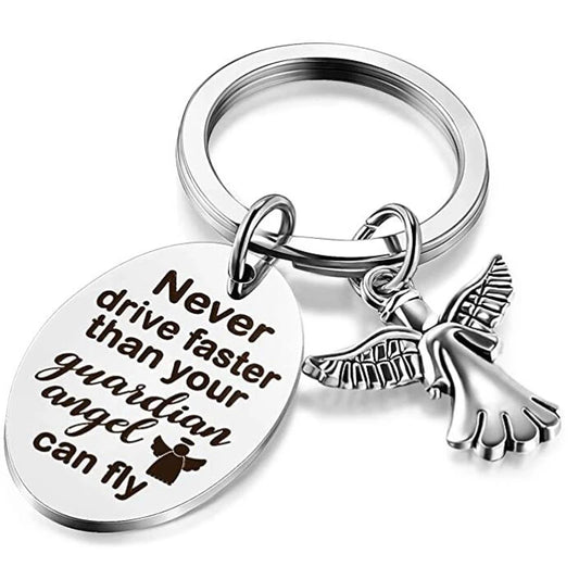Guardian Keychain Angel New Driver Keychain Never Drive Faster Than Your Angel Can Fly 16th Birthday Gift for Daughter Niece - Schutzengelshop