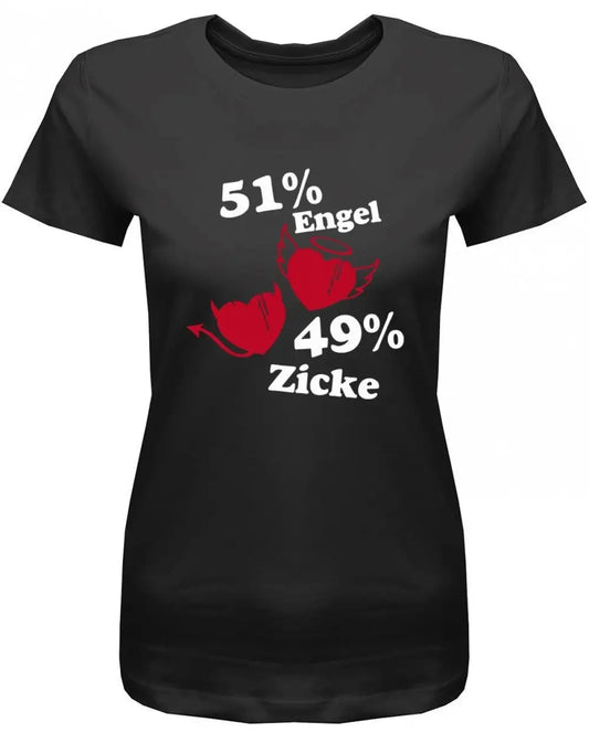 51 Prozent Engel 49 Zicke Damen T Shirt - Schutzengelshop