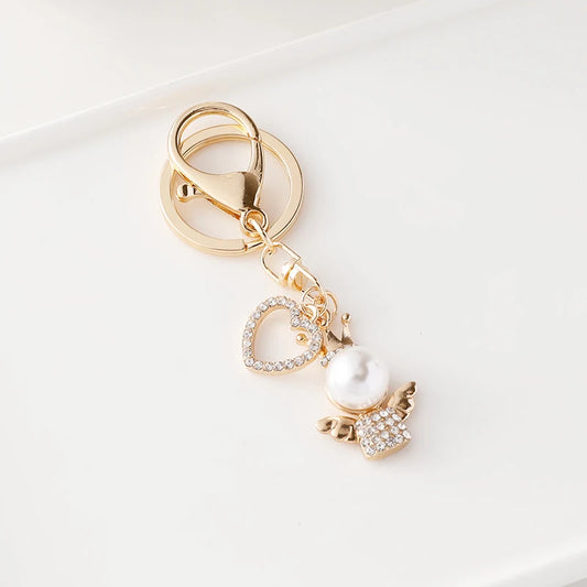 Cute Angel Pearl Alloy Keychain Girl's Bag Jewelry - Schutzengelshop
