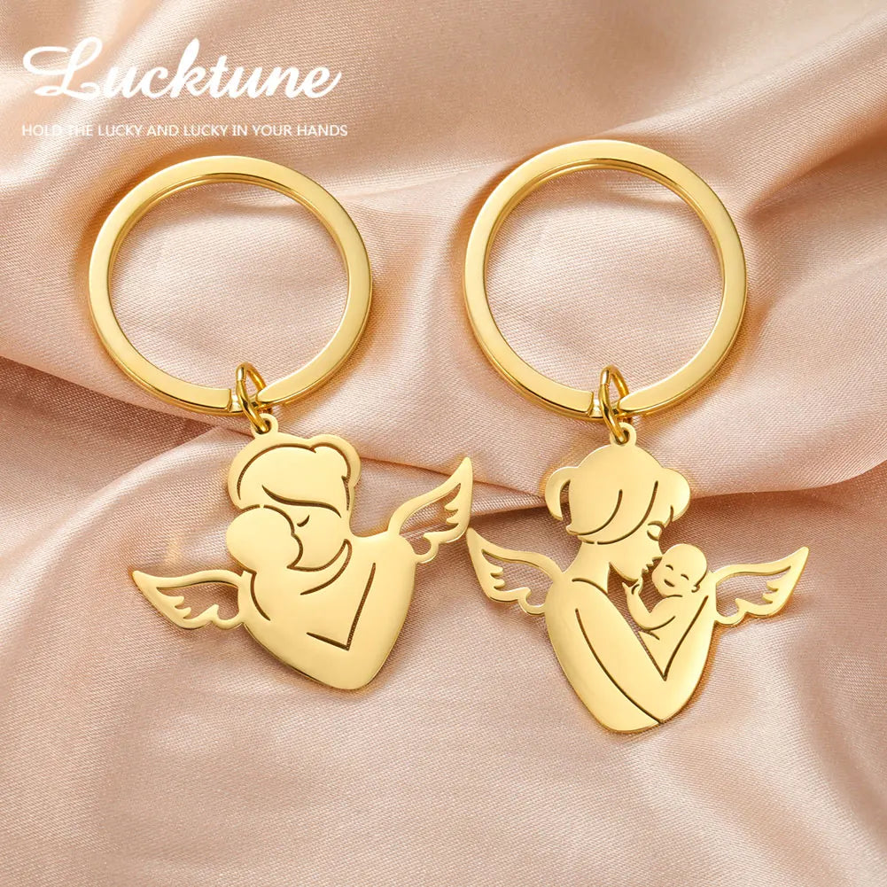 Lucktune Angel Mom Baby Pendant Necklace Stainless Steel Chain Necklace for Women Mama 2024 New Trendy Jewelry Mother's Day Gift - Schutzengelshop