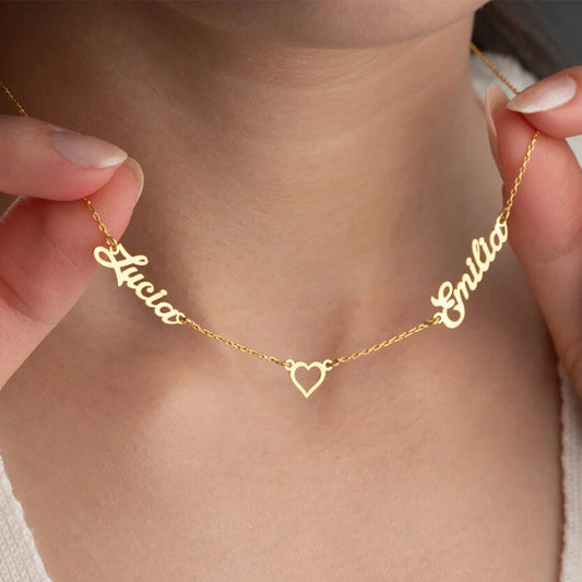 Personalized Custom Multiple Names Heart Necklace Stianless Steel Custom Couple Kids Name Necklace Family Christmas Jewelry Gift - Schutzengelshop